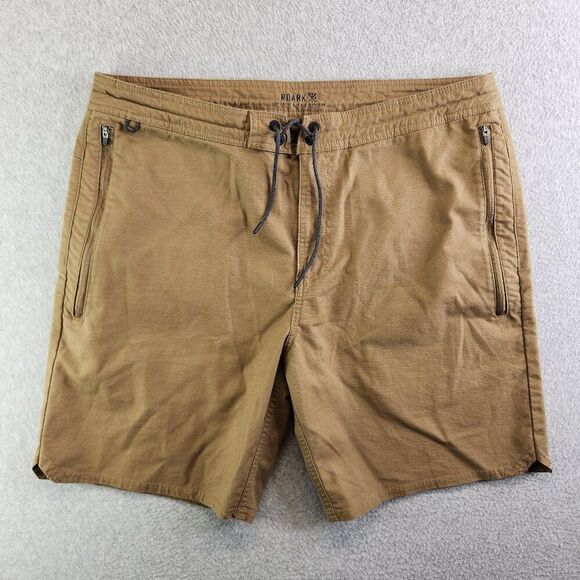 Roark Shorts Mens 36 Dark Khaki Layover 19" Vented Cell Stash Pocket Travel - Picture 1 of 16